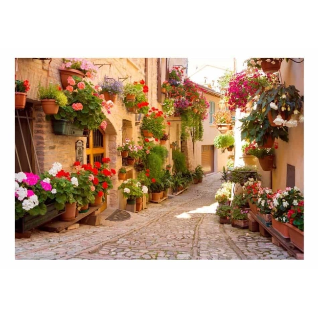 Fototapeta 3D ulica kwiaty Uliczka w Spello (Włochy)