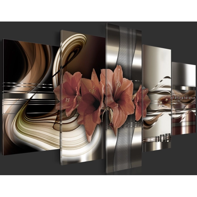 Obraz - Abstrakcja i amarylis OBRAZ NA PŁÓTNIE WŁOSKIM kwiaty do sypialni abstrakcja