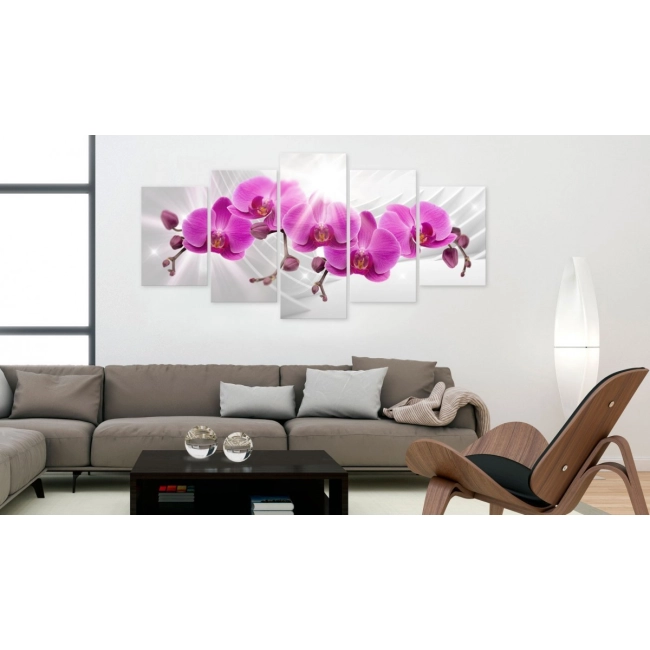 Obraz różowe kwiaty 5 częściowy duży 200x100cm