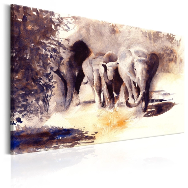 Obraz - stado słoni akwarelowe słonie płótno włoskie