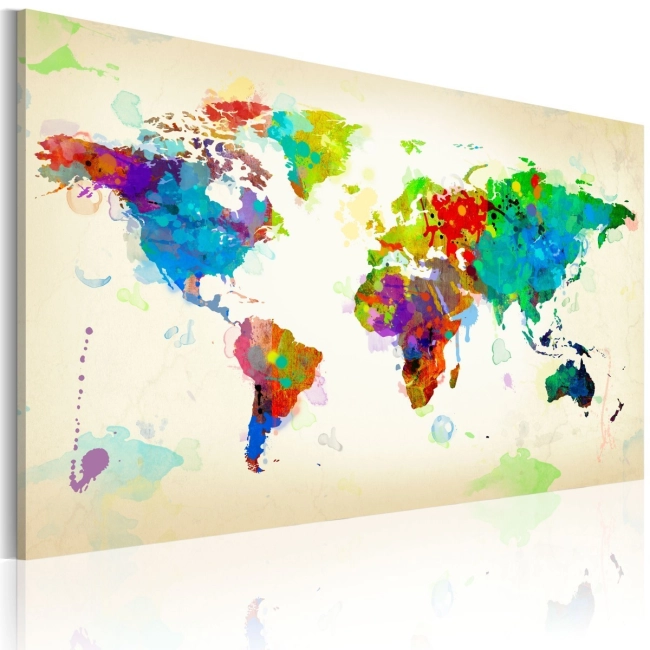 Obraz na płótnie włoskim tęczowy świat mapa świata
