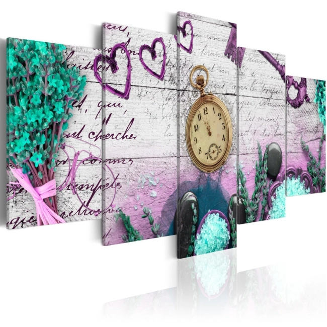 Obraz na płótnie włoskim fioletowe serduszka zegar