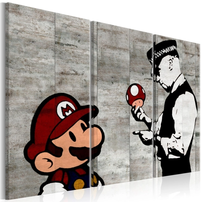 Obraz - Banksy: Mario Bros OBRAZ NA PŁÓTNIE WŁOSKIM