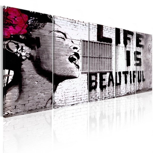 Obraz - Banksy: Życie jest piękne OBRAZ NA PŁÓTNIE WŁOSKIM