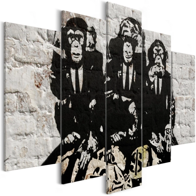 Obraz - Bogate małpy (5-częściowy) szeroki OBRAZ NA PŁÓTNIE WŁOSKIM