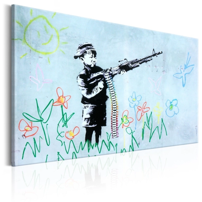 Obraz - Boy with Gun by Banksy OBRAZ NA PŁÓTNIE WŁOSKIM