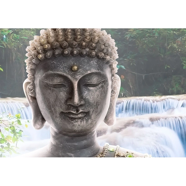 Obraz - Budda i wodospad OBRAZ NA PŁÓTNIE WŁOSKIM