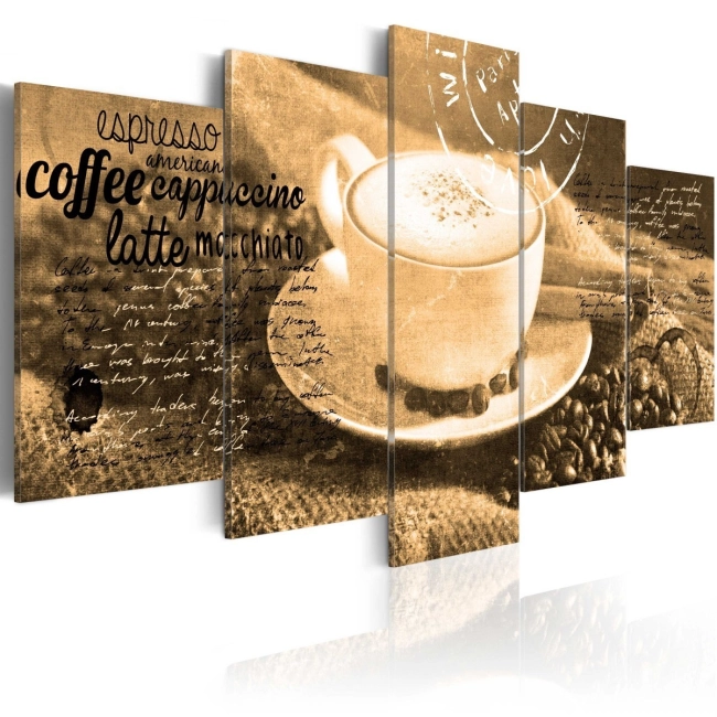 Obraz - Coffe, Espresso, Cappuccino, Latte machiato ... - sepia