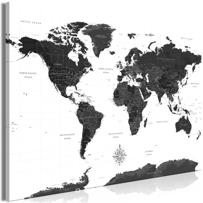 Obraz - Czarno-biała mapa (1-częściowy) szeroki OBRAZ NA PŁÓTNIE WŁOSKIM