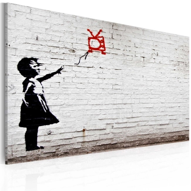 Obraz - Dziewczynka z telewizorem (Banksy) OBRAZ NA PŁÓTNIE WŁOSKIM