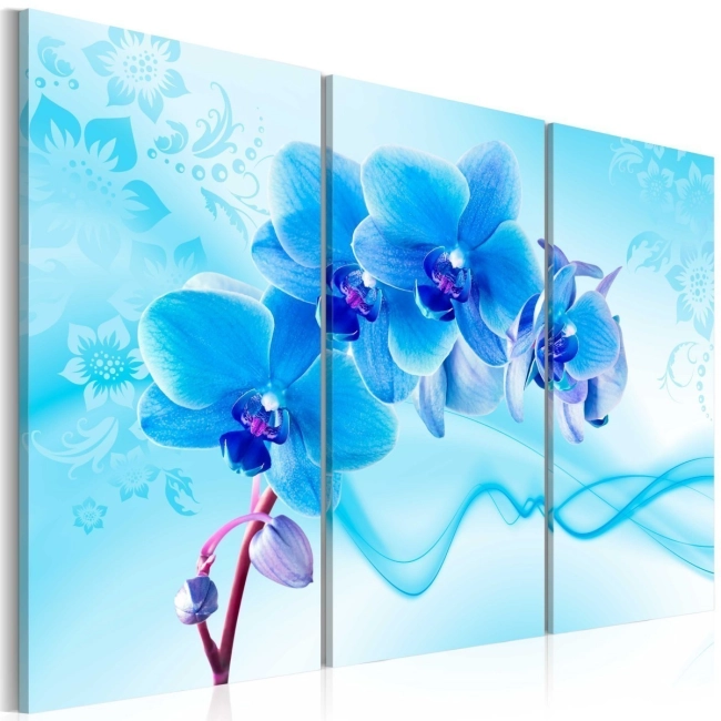 Obraz - Eteryczna orchidea - błękit OBRAZ NA PŁÓTNIE WŁOSKIM