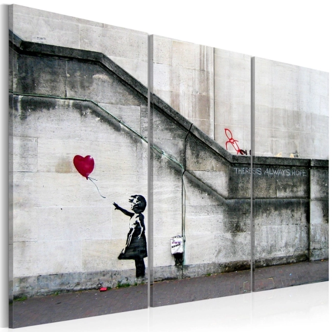 Obraz - Girl With a Balloon by Banksy OBRAZ NA PŁÓTNIE WŁOSKIM