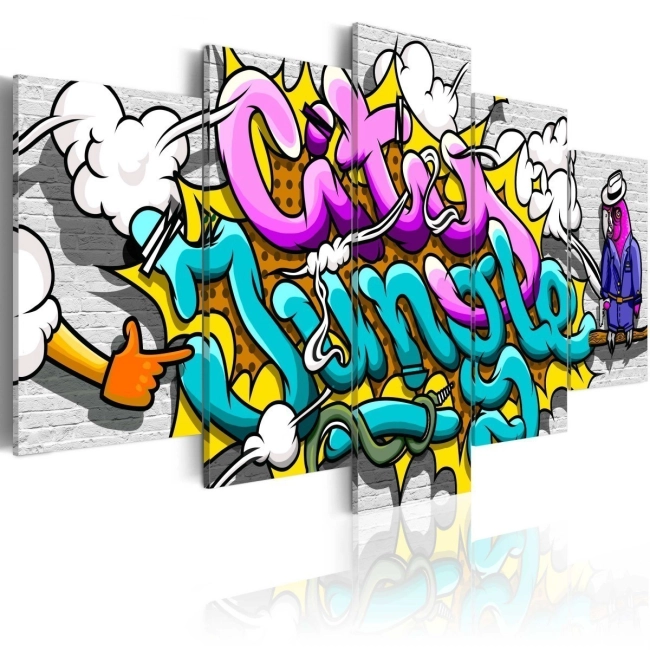 Obraz - Graffiti: miejska dżungla OBRAZ NA PŁÓTNIE WŁOSKIM