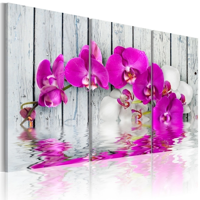 Obraz - harmonia: orchidea - tryptyk OBRAZ NA PŁÓTNIE WŁOSKIM