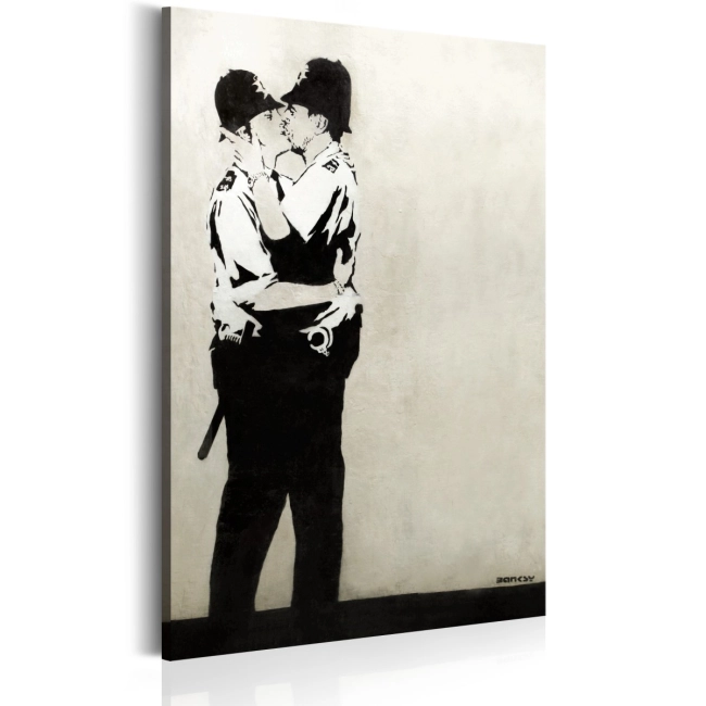 Obraz - Kissing Coppers by Banksy OBRAZ NA PŁÓTNIE WŁOSKIM