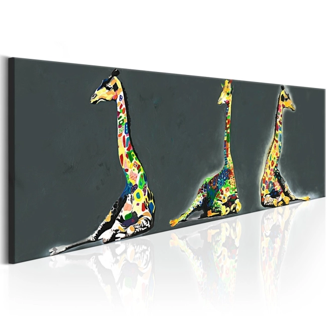 Obraz - Kolorowe żyrafy OBRAZ NA PŁÓTNIE WŁOSKIM