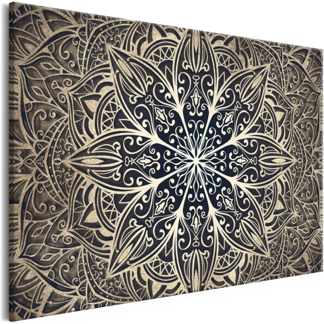 Obraz - Kwiaty orientu (1-częściowy) szeroki brązowy OBRAZ NA PŁÓTNIE WŁOSKIM