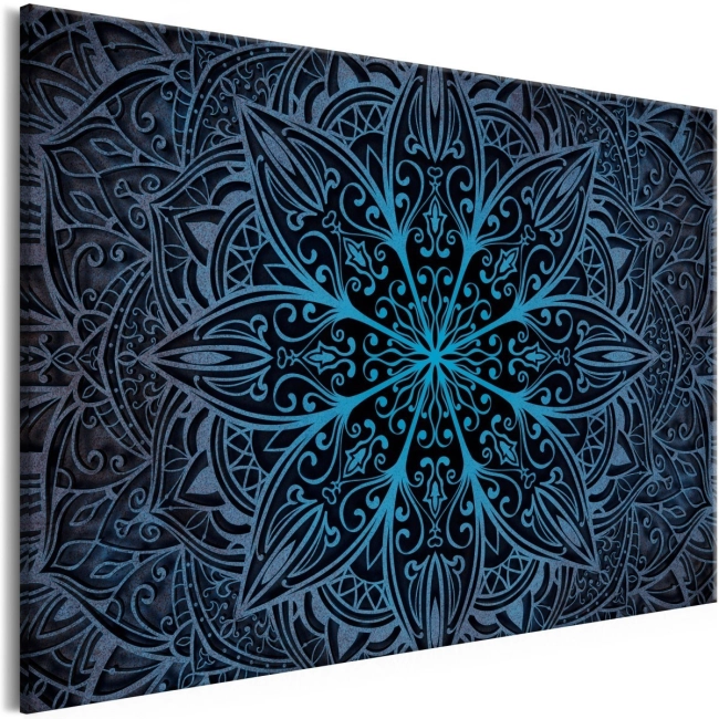 Obraz - Kwiaty orientu (1-częściowy) szeroki niebieski OBRAZ NA PŁÓTNIE WŁOSKIM