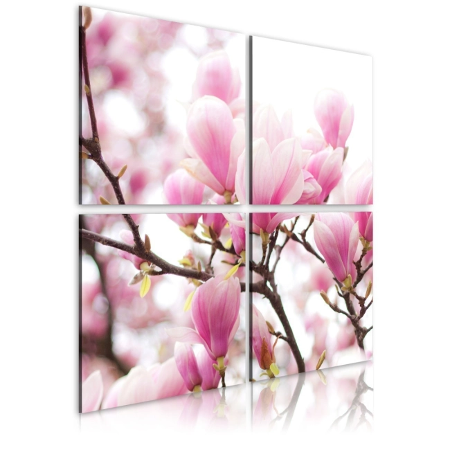 Obraz - Kwitnące drzewo magnolii OBRAZ NA PŁÓTNIE WŁOSKIM