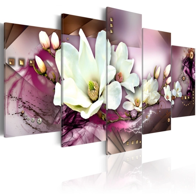 Obraz - Magnetyczna abstrakcja z orchideą OBRAZ NA PŁÓTNIE WŁOSKIM