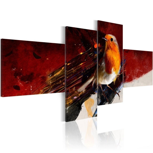 Obraz - Malutki ptaszek na czterech częściach OBRAZ NA PŁÓTNIE WŁOSKIM