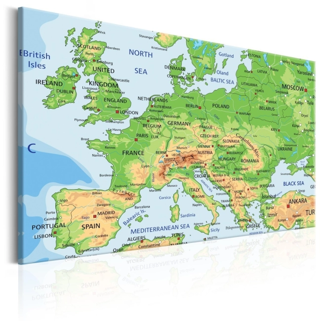 Obraz - Mapa Europy OBRAZ NA PŁÓTNIE WŁOSKIM