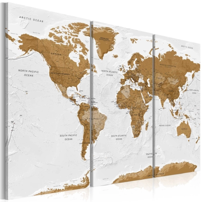 Obraz - Mapa świata: Biała poezja OBRAZ NA PŁÓTNIE WŁOSKIM