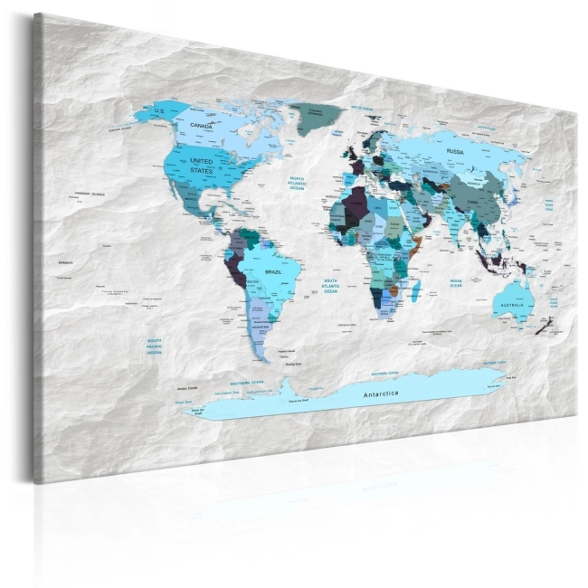 Obraz - Mapa świata: Błękitne pielgrzymki OBRAZ NA PŁÓTNIE WŁOSKIM
