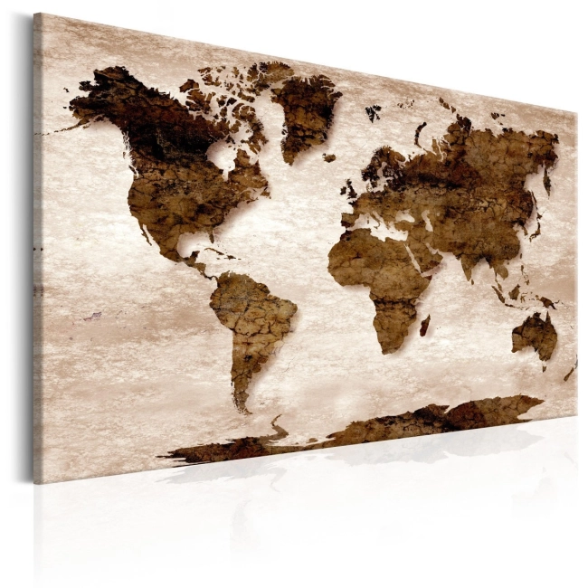 Obraz - Mapa świata: Brązowa Ziemia OBRAZ NA PŁÓTNIE WŁOSKIM
