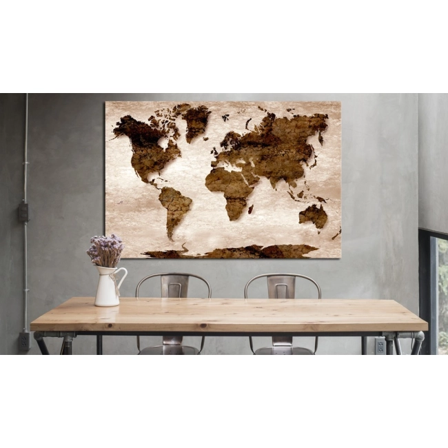 Obraz - Mapa świata: Brązowa Ziemia OBRAZ NA PŁÓTNIE WŁOSKIM