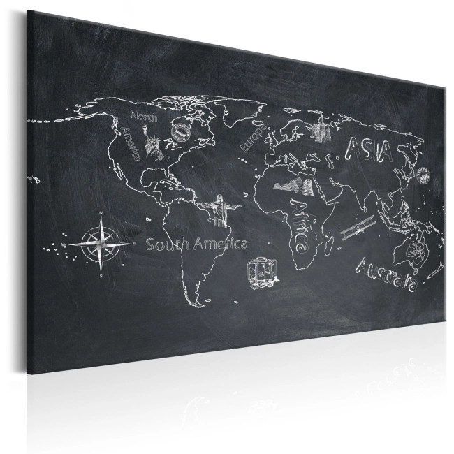 Obraz - Mapa świata: Podróże kształcą OBRAZ NA PŁÓTNIE WŁOSKIM