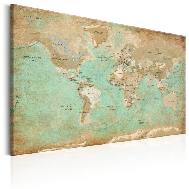 Obraz - Mapa świata: Seledynowa podróż