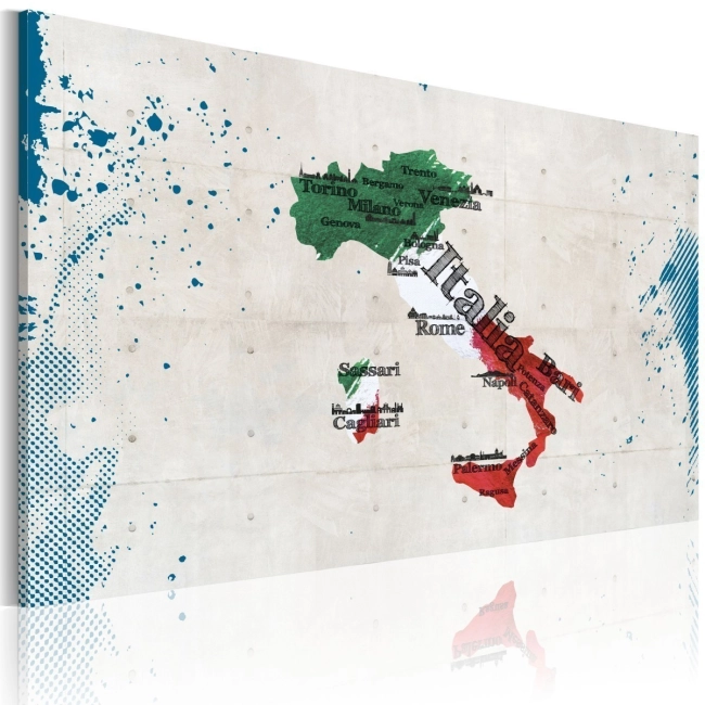 Obraz - Mapa Włoch OBRAZ NA PŁÓTNIE WŁOSKIM