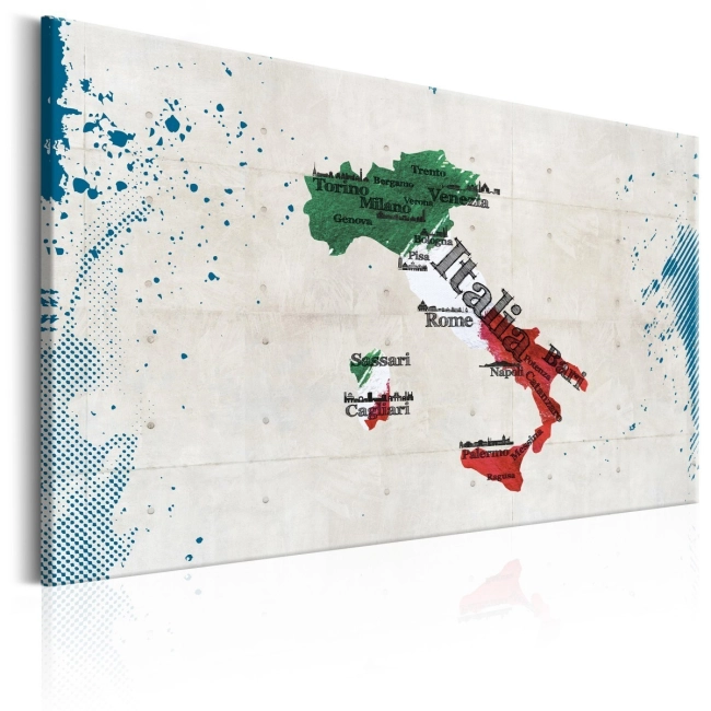 Obraz - Mapa: Włochy OBRAZ NA PŁÓTNIE WŁOSKIM