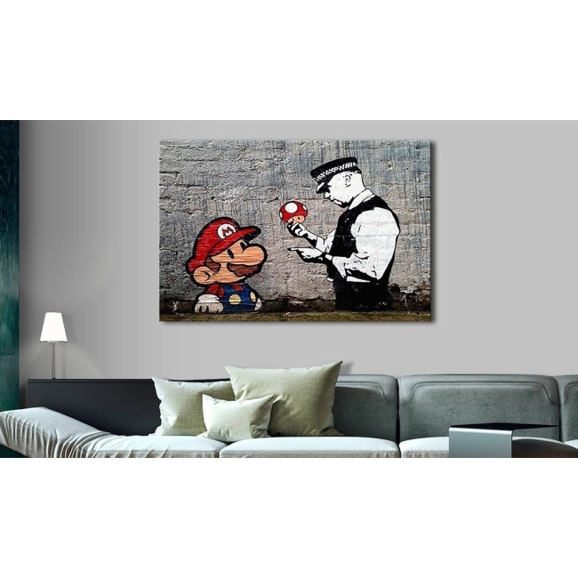 Obraz - Mario and Cop by Banksy OBRAZ NA PŁÓTNIE WŁOSKIM
