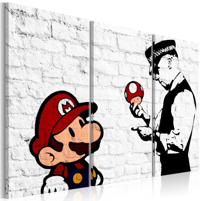 Obraz - Mario Bros (Banksy) OBRAZ NA PŁÓTNIE WŁOSKIM