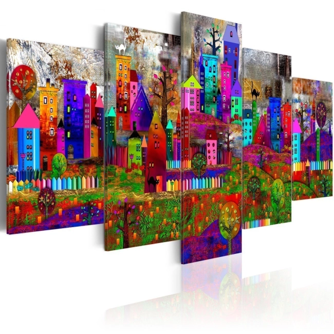 Obraz kolorowe miasto jak malowane artystyczny wzór Miasto ekspresji