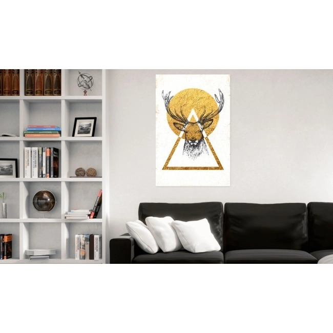 Obraz - Mój dom: Złoty jeleń OBRAZ NA PŁÓTNIE WŁOSKIM