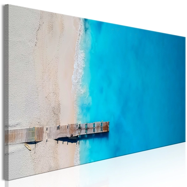 Obraz - Morze i pomost (1-częściowy) wąski niebieski OBRAZ NA PŁÓTNIE WŁOSKIM