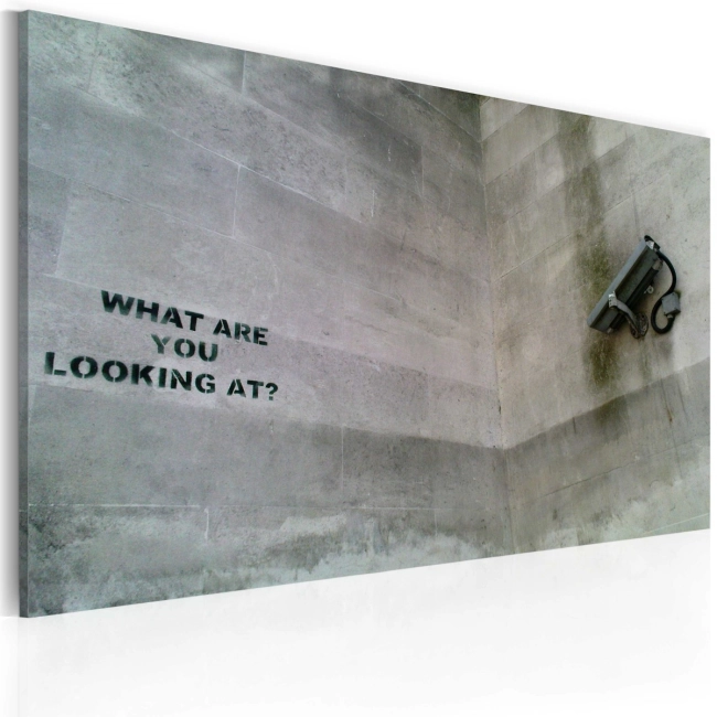 Obraz - Na co się patrzysz? (Banksy) OBRAZ NA PŁÓTNIE WŁOSKIM