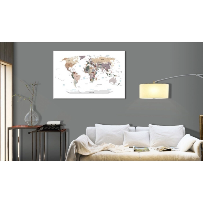 Obraz na korku -mapa świata białe tło