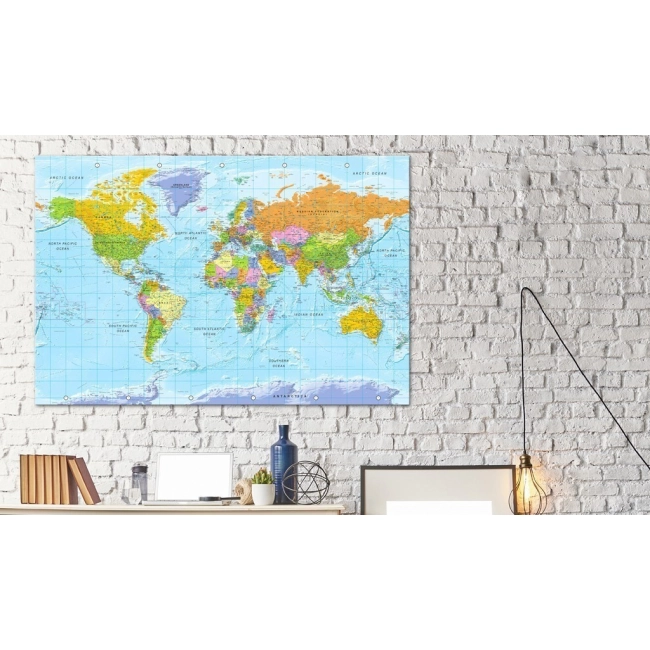 Obraz na korku kolorowa mapa świata tablica korkowa
