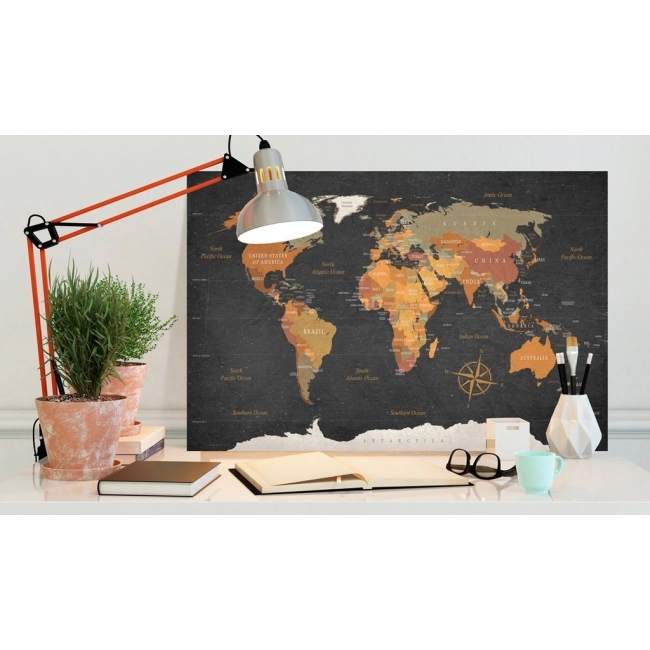 Obraz na korku - Mapa świata kontynenty na ścianę