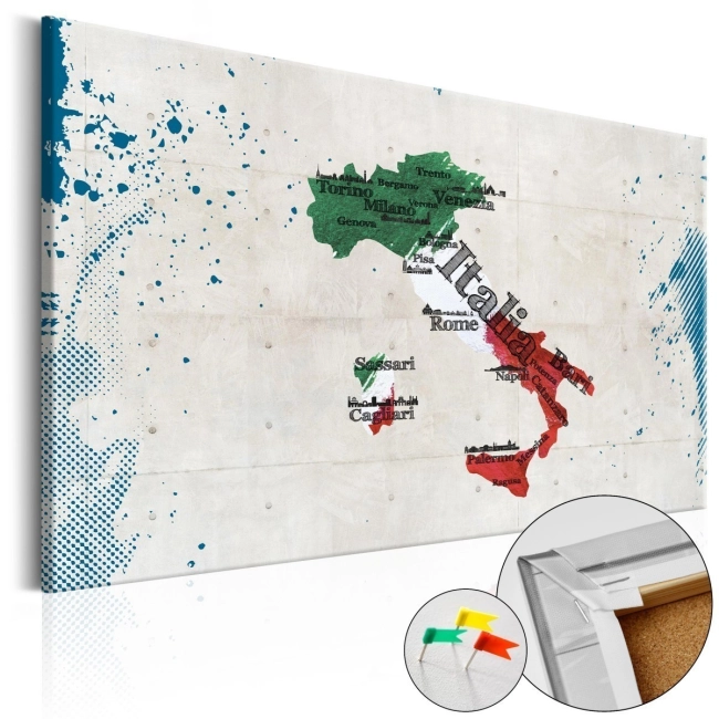 Obraz na korku mapa Włoch flaga kolory
