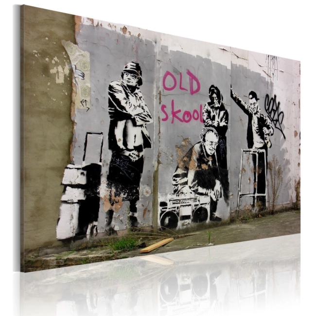 Obraz - Old school (Banksy) OBRAZ NA PŁÓTNIE WŁOSKIM