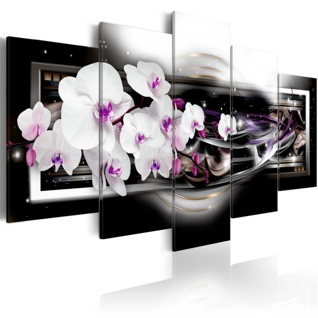Obraz - Orchidee na czarnym tle OBRAZ NA PŁÓTNIE WŁOSKIM