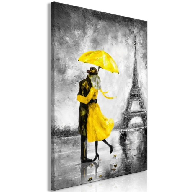 Obraz - Paryska mgła (1-częściowy) pionowy żółty OBRAZ NA PŁÓTNIE WŁOSKIM