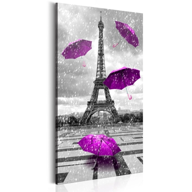 Obraz - Paryż: Fioletowe parasolki OBRAZ NA PŁÓTNIE WŁOSKIM