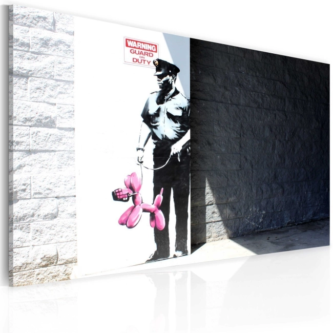 Obraz - Policjant i różowy pies (Banksy) OBRAZ NA PŁÓTNIE WŁOSKIM