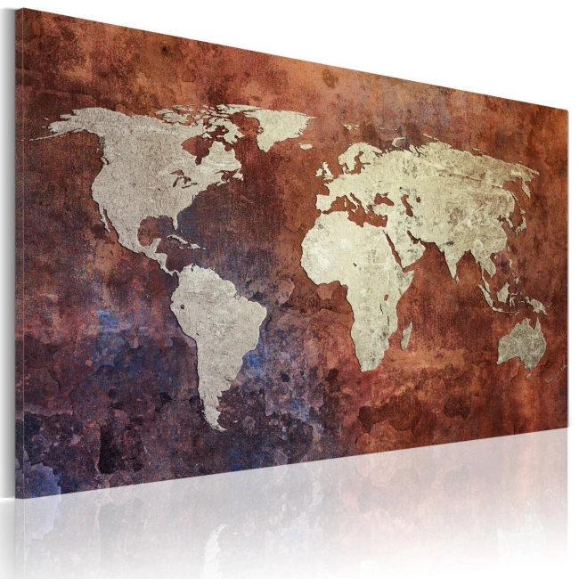 Obraz - Rdzawa mapa świata OBRAZ NA PŁÓTNIE WŁOSKIM